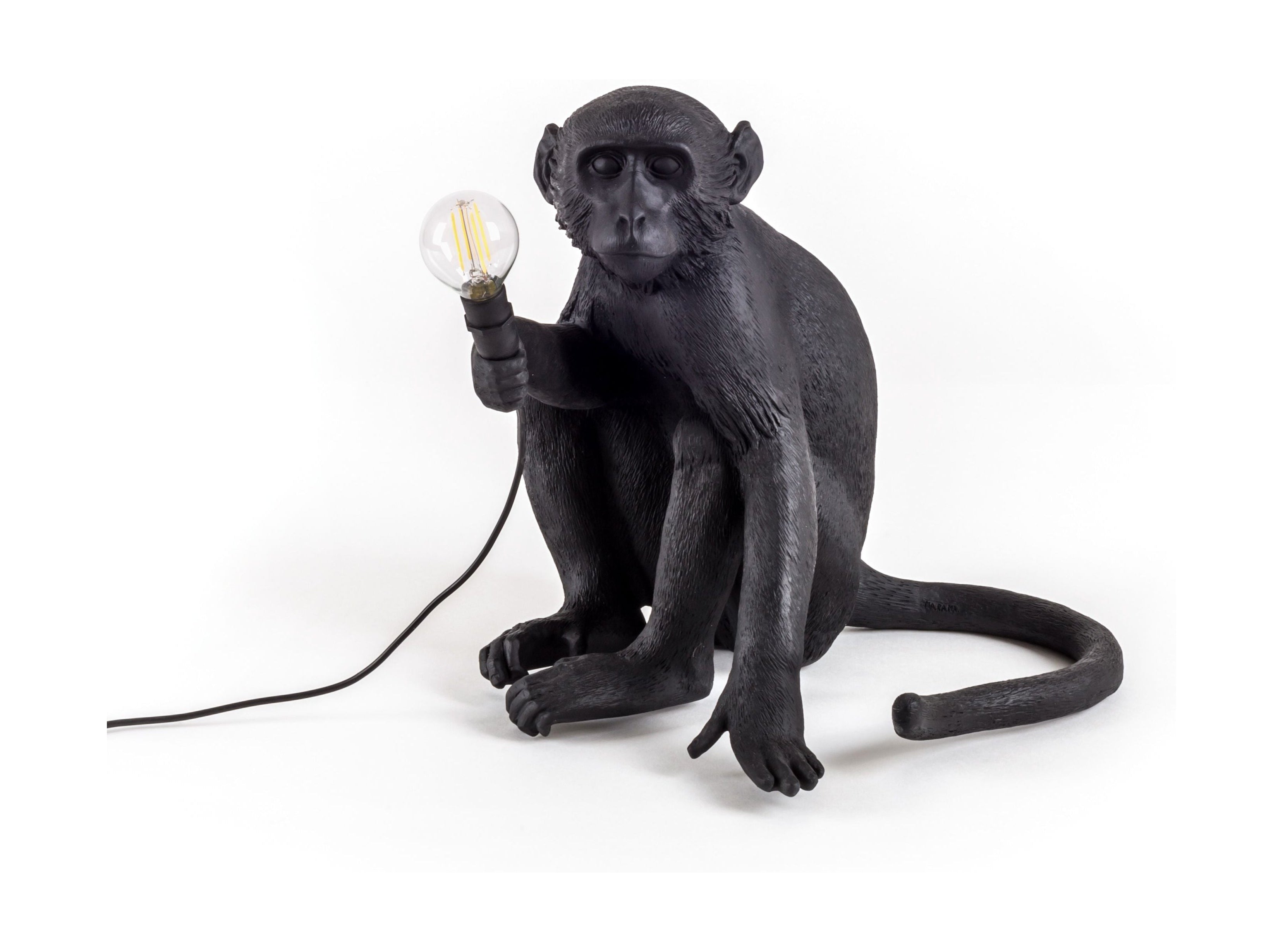 Seletti Monkey Outdoor Lamp Black, Sitting