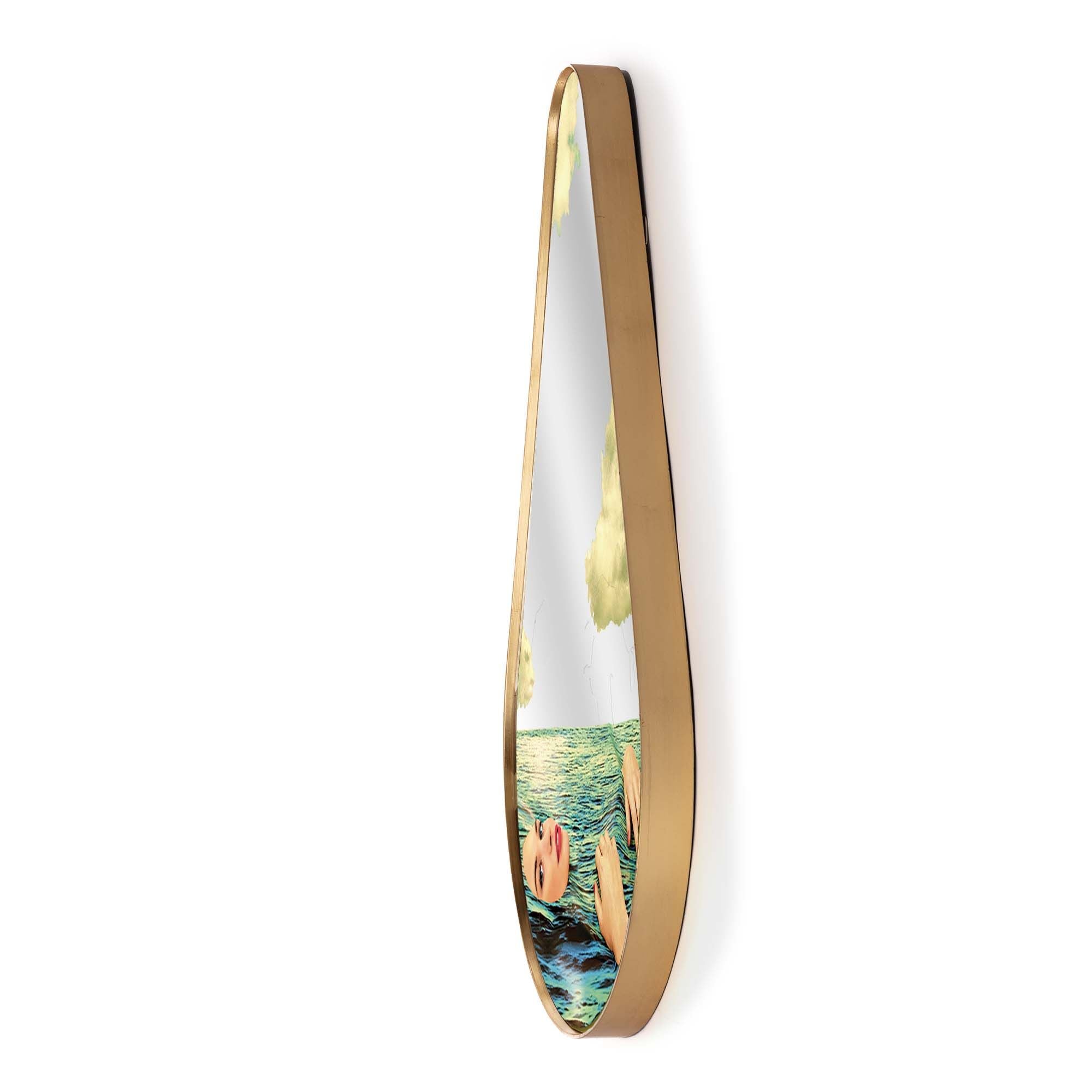 Seletti Toiletpaper Mirror Gold Frame Pear, Seagirl