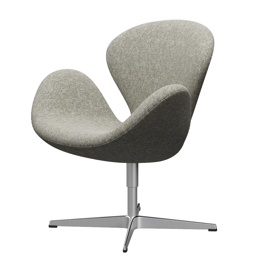 Fritz Hansen 3320 Swan Lounge Chair Special Edition, Aluminium/Moss Light Grey (0005)