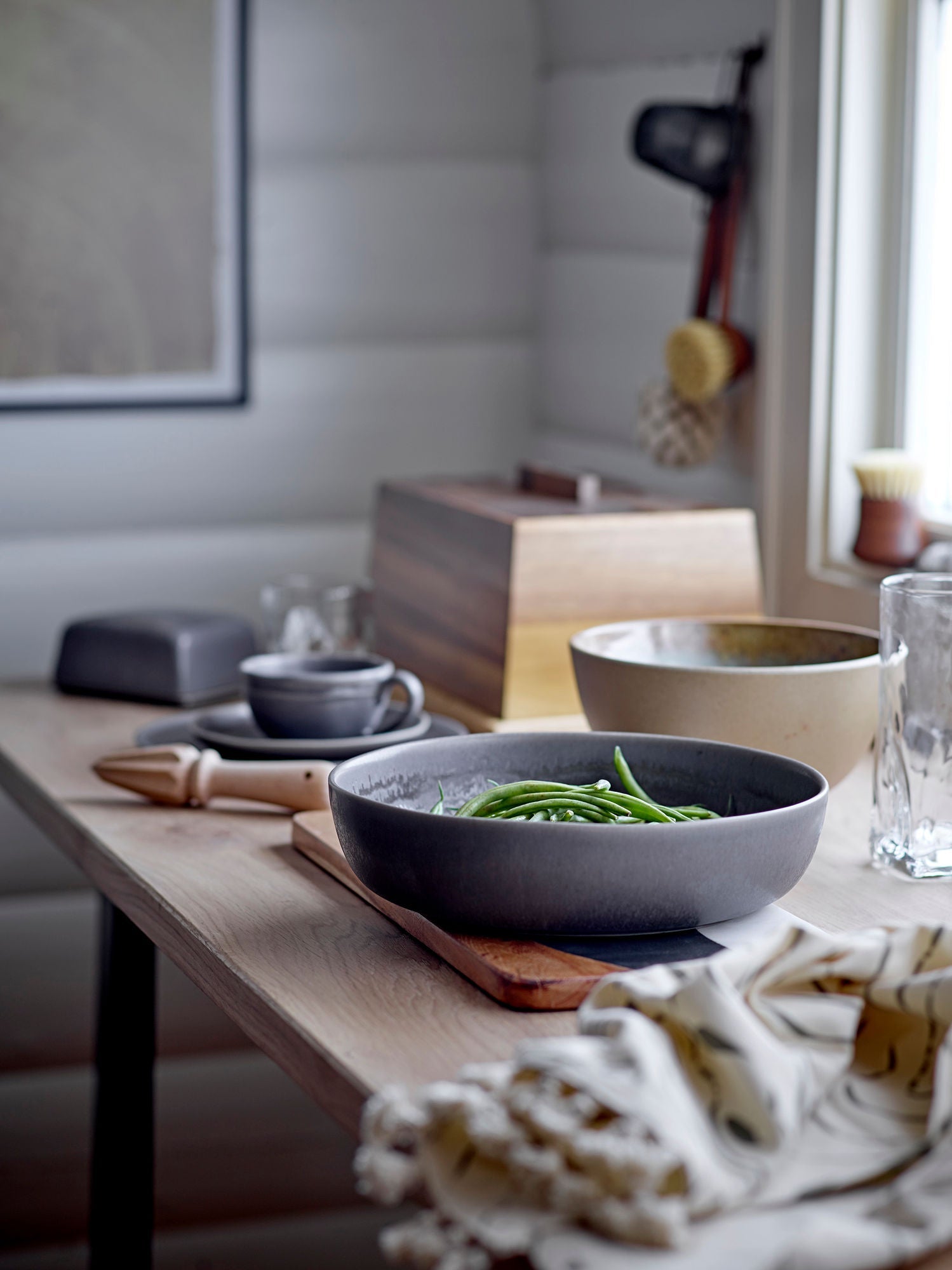 Bloomingville Lee Bowl w/Lid, Nature, Stoneware