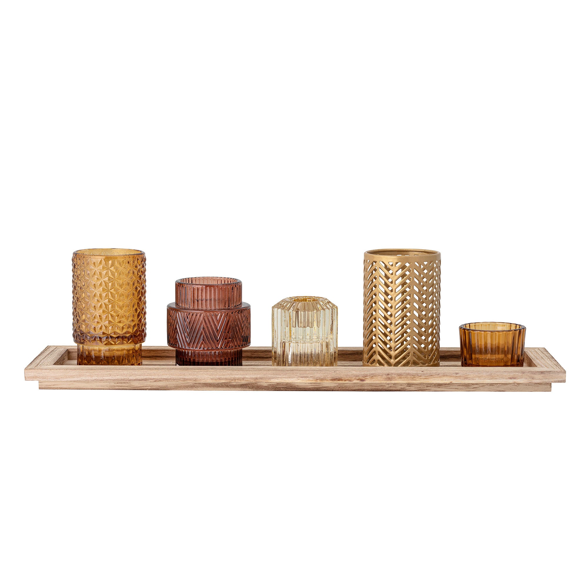 Bloomingville Sanga Tray w/Votive, Brown, Glass