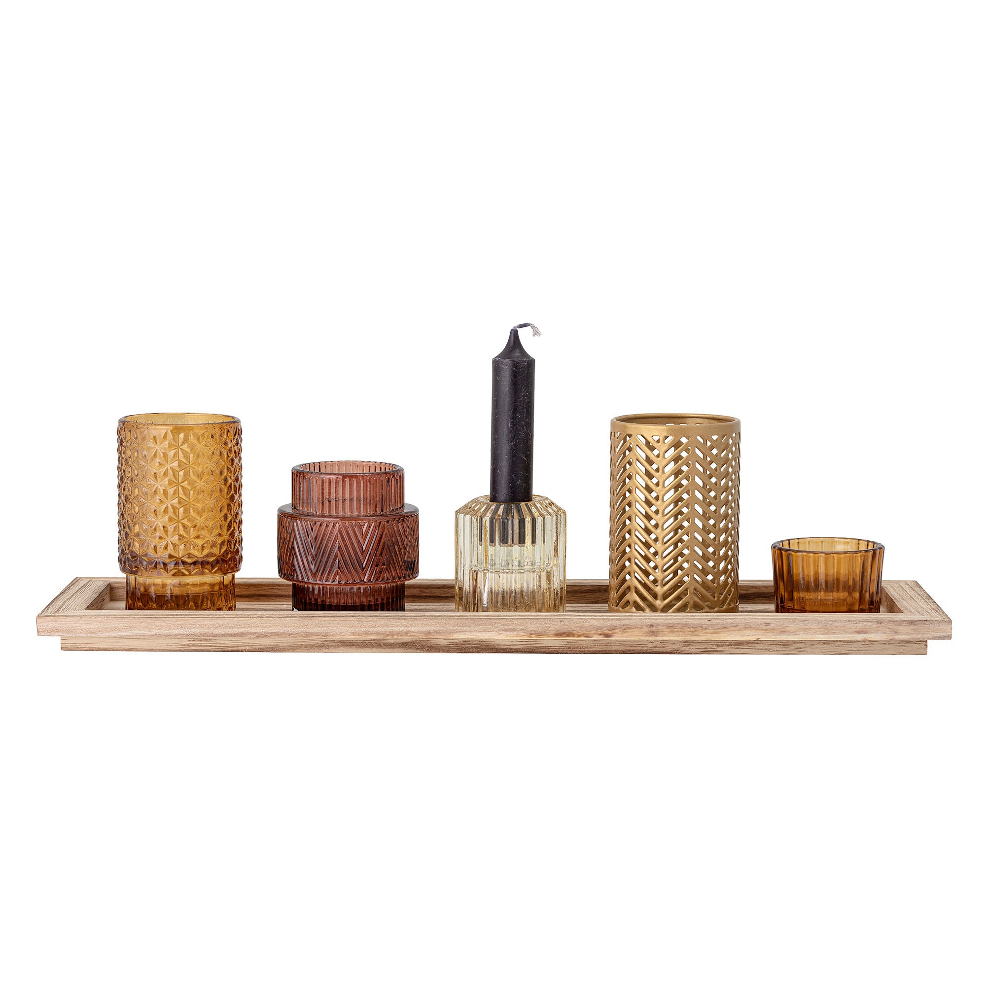 Bloomingville Sanga Tray w/Votive, Brown, Glass