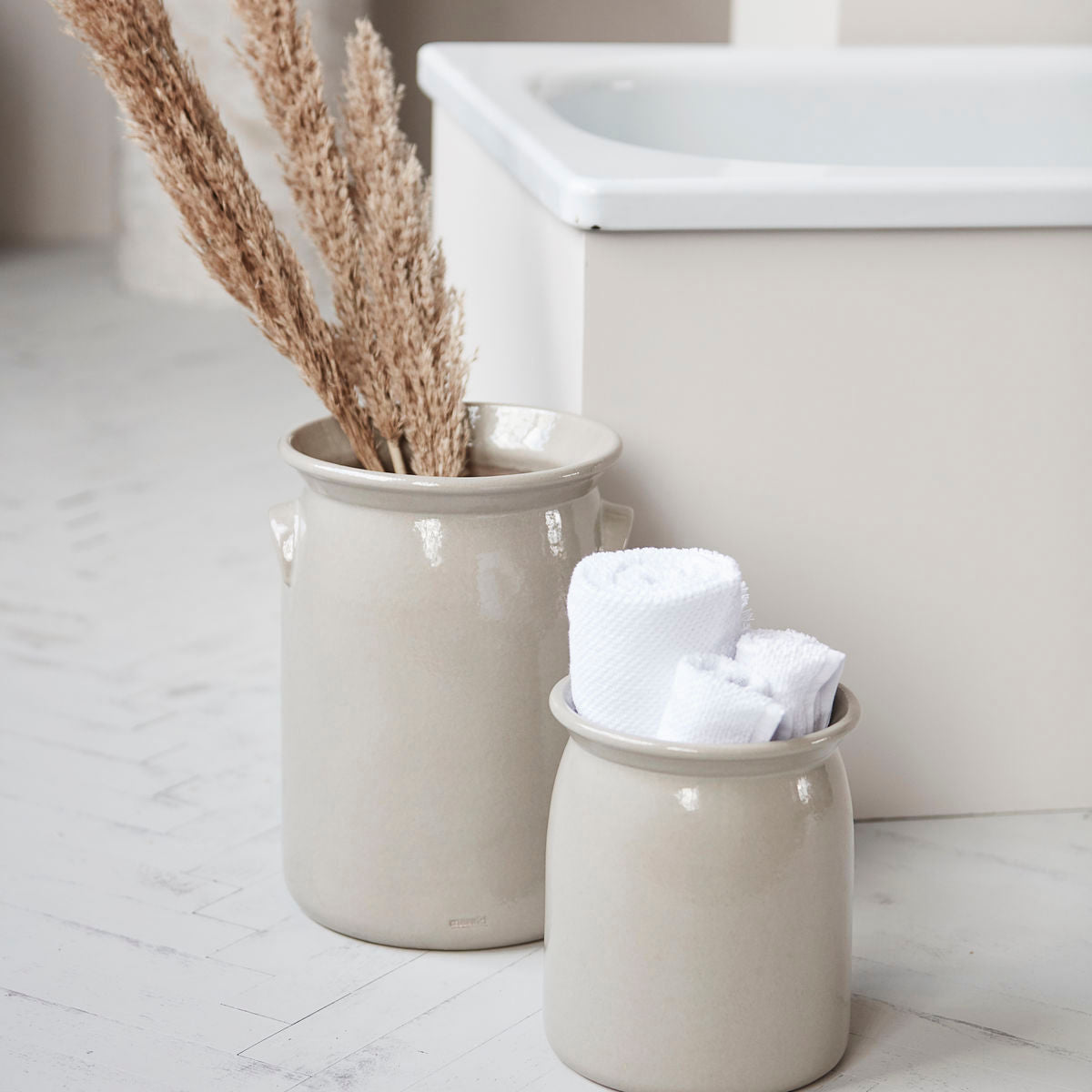 Meraki Ceramic jar, Shellish grey