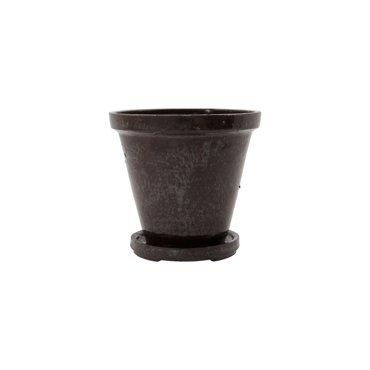 House Doctor Planter w. saucer, HDFlower, Brown