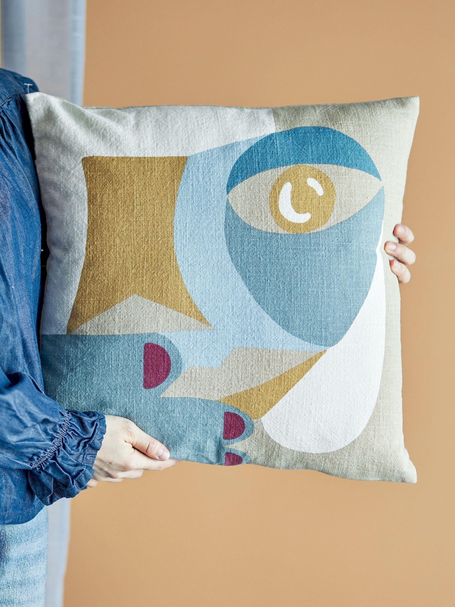 Bloomingville Ditte Cushion, Blue, Cotton