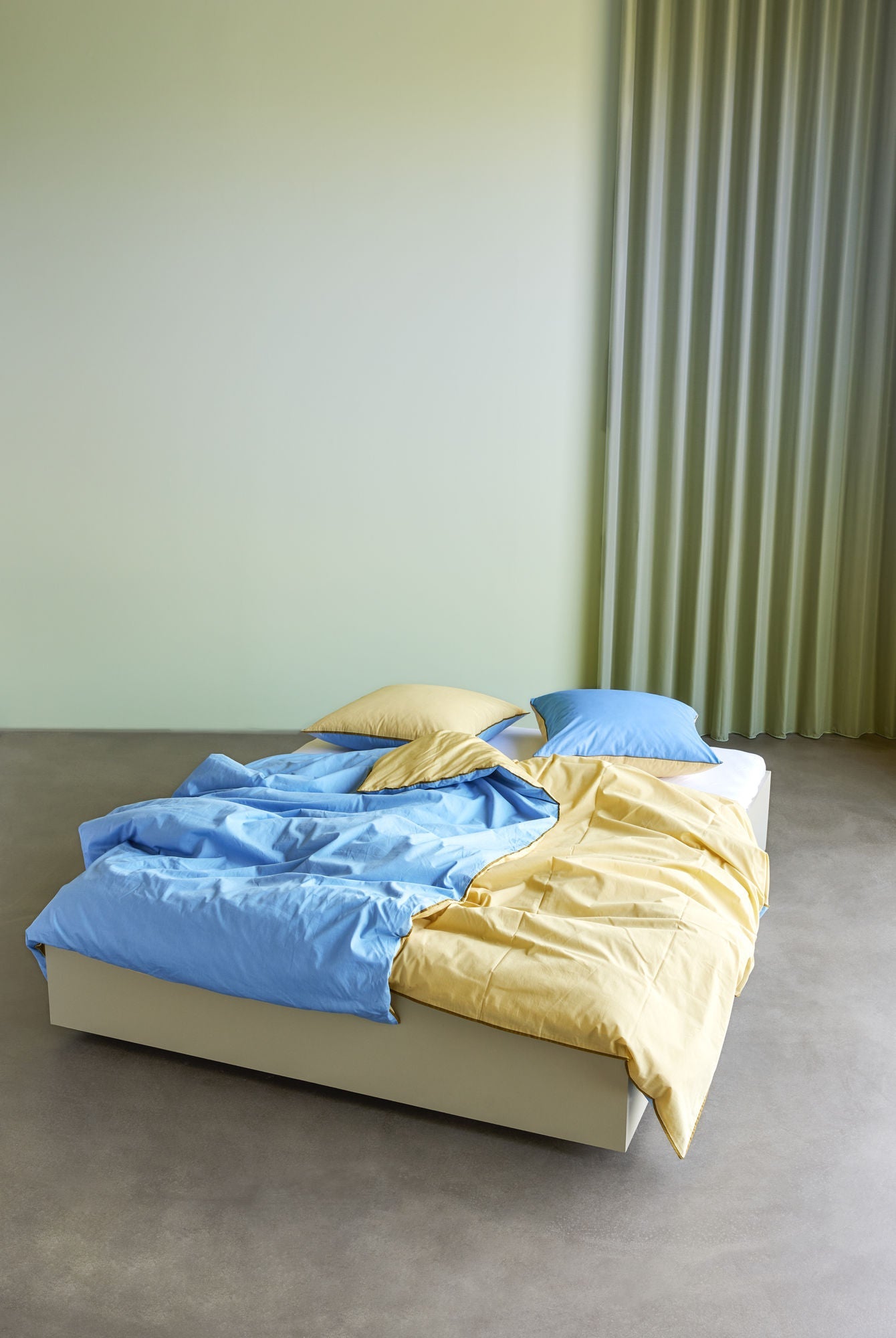 Hübsch Aki Bed Linen 60/200 Blue/Yellow