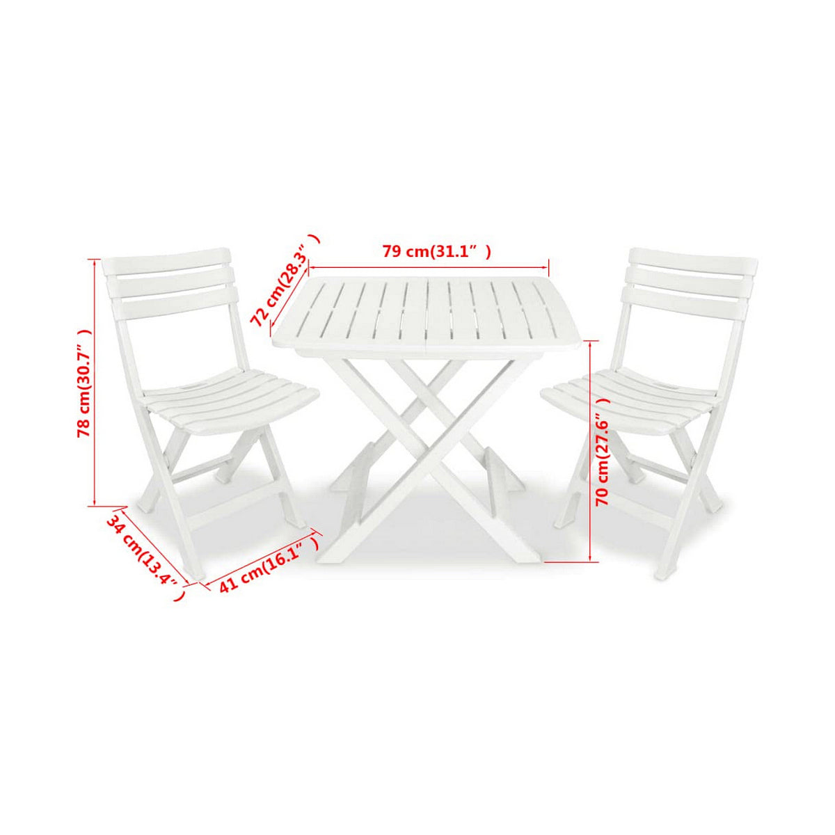 Table set with 2 chairs IPAE Progarden Camping Set polypropylene