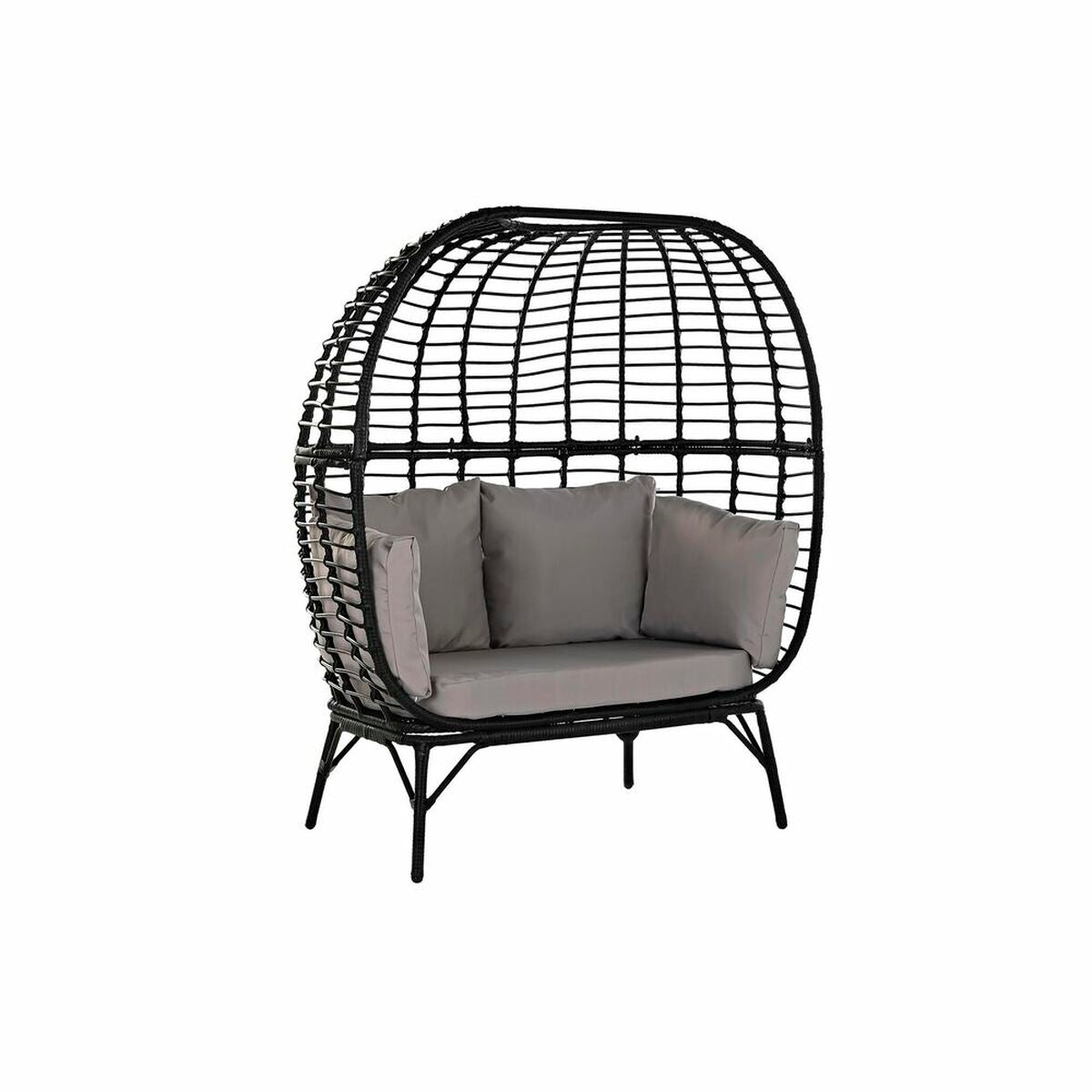 Garden sofa DKD Home Decor Black Beige synthetic rattan Steel (130 x