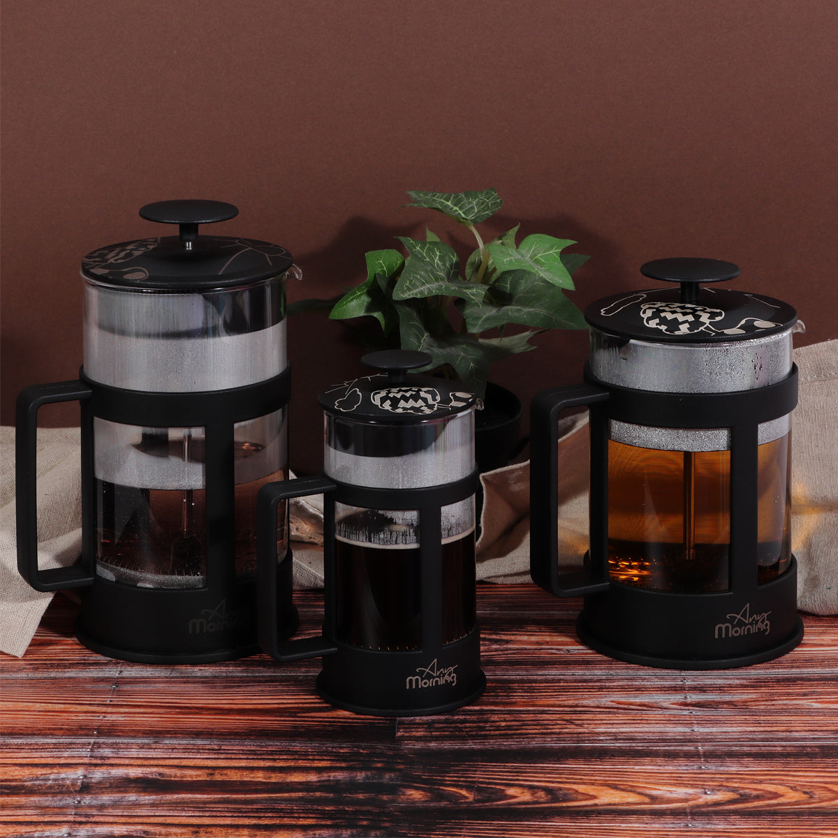 Any Morning FY04 French Press Kaffeebereiter, 350 Ml, Schwarz