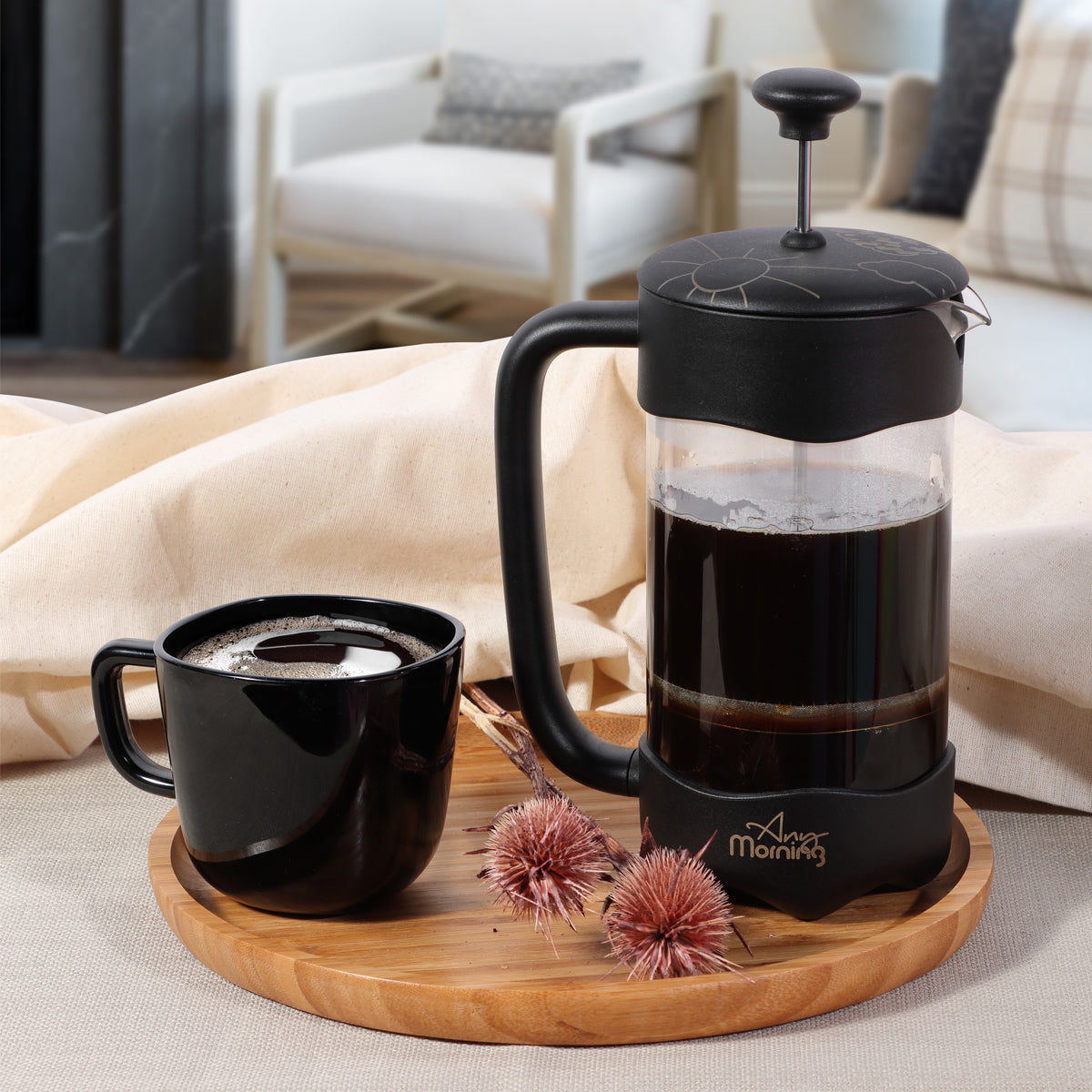 Any Morning FY92 French Press Kaffeebereiter, 350 Ml, Schwarz