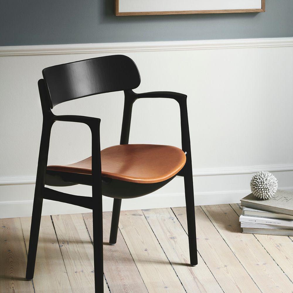 Bent Hansen Asger Chair Polsters Seat, Oiled Oak/Brunt Zenso Leather