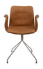 Bent Hansen Primum Chair With Armrests Stainless Steel Swivel, Brandy Davos Leather