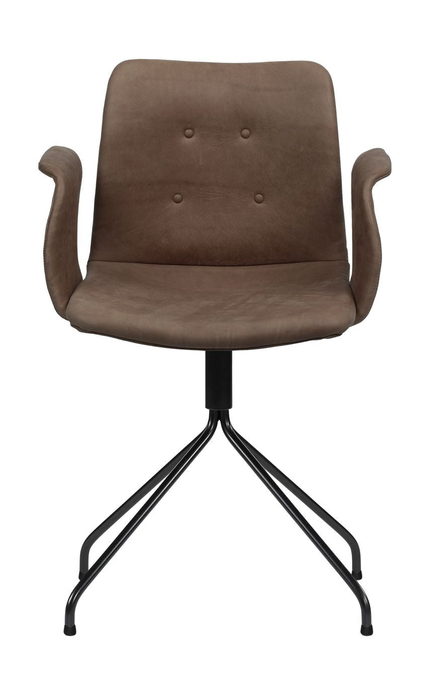 Bent Hansen Primum Chair With Armrests Black Swivel Frame, Tartufo Davos Leather