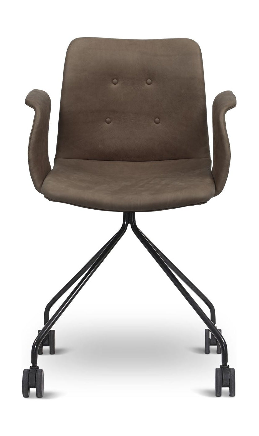 Bent Hansen Primum Chair With Armrests Black Wheel Frame, Tartufo Davos Leather