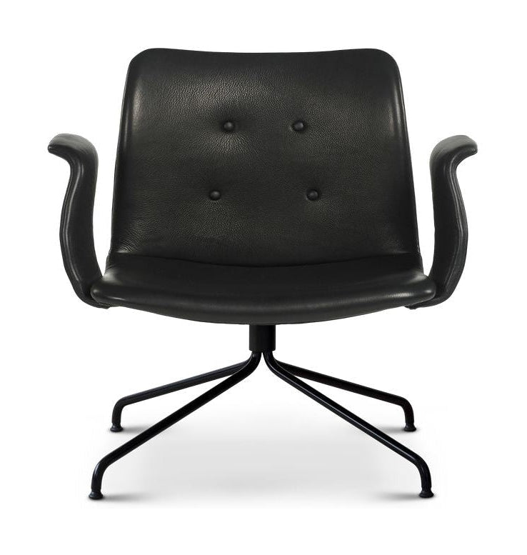 Bent Hansen Primum Lounge Chair With Armrests, Black Frame/Black Zenso Leather