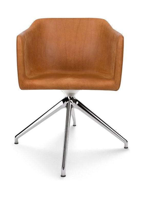 Bent Hansen Since Chair, Turning Frame In Polished Aluminum/Brandy Davos Leather