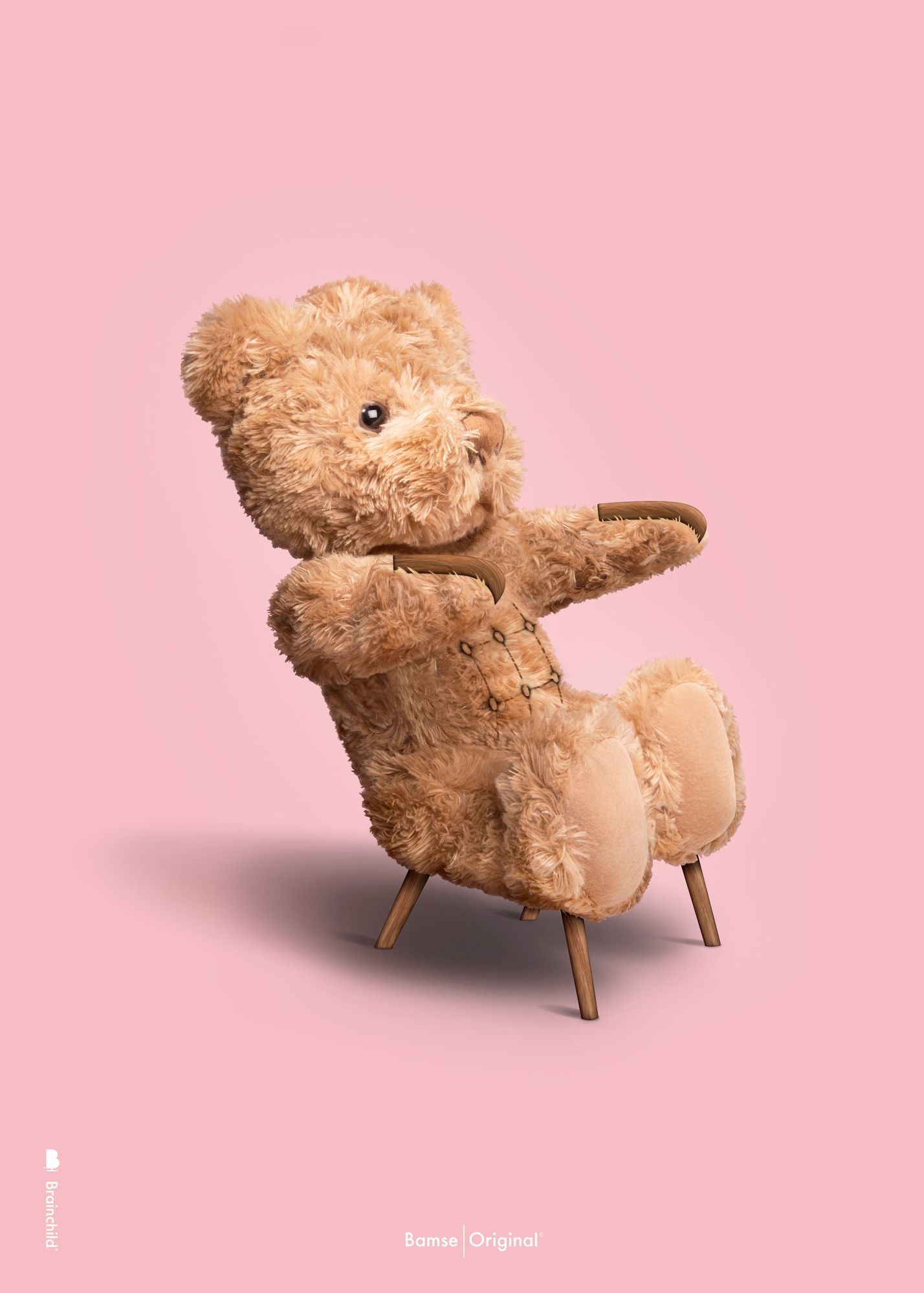 Brainchild Teddy Bear Classic Poster Without Frame 70x100 Cm, Pink Background