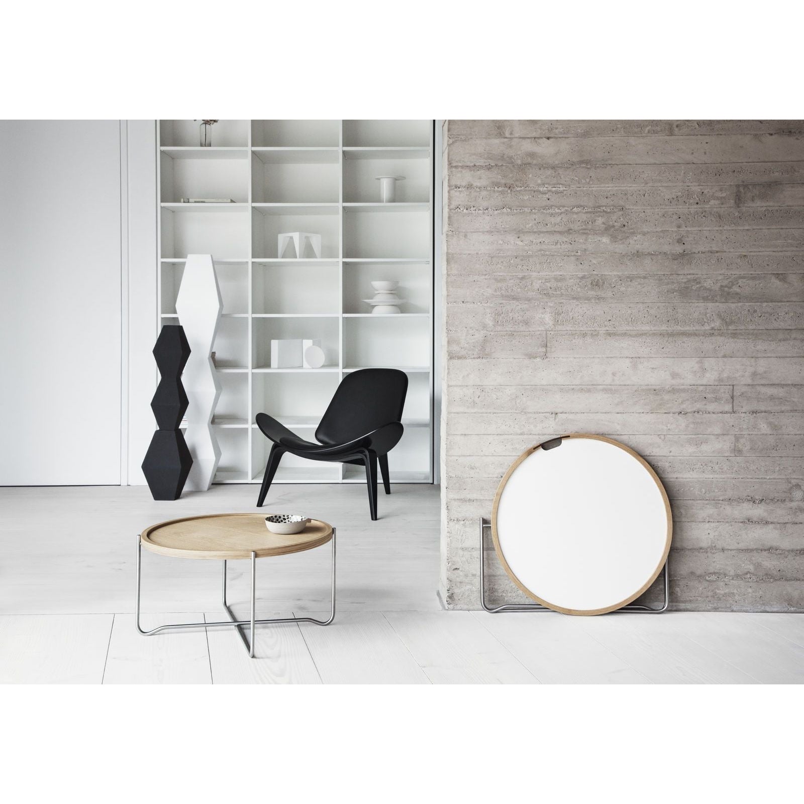 Carl Hansen Ch07 Shell Chair, Black Beech/Dark Gray Fabric Fiord 171