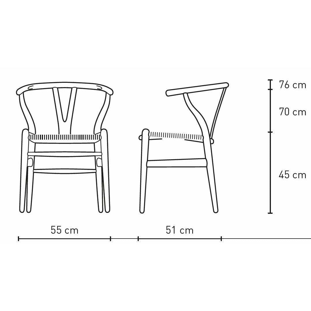 Carl Hansen Ch24 Y Chair Chair Black Paper Cord, Beech/Orange Red