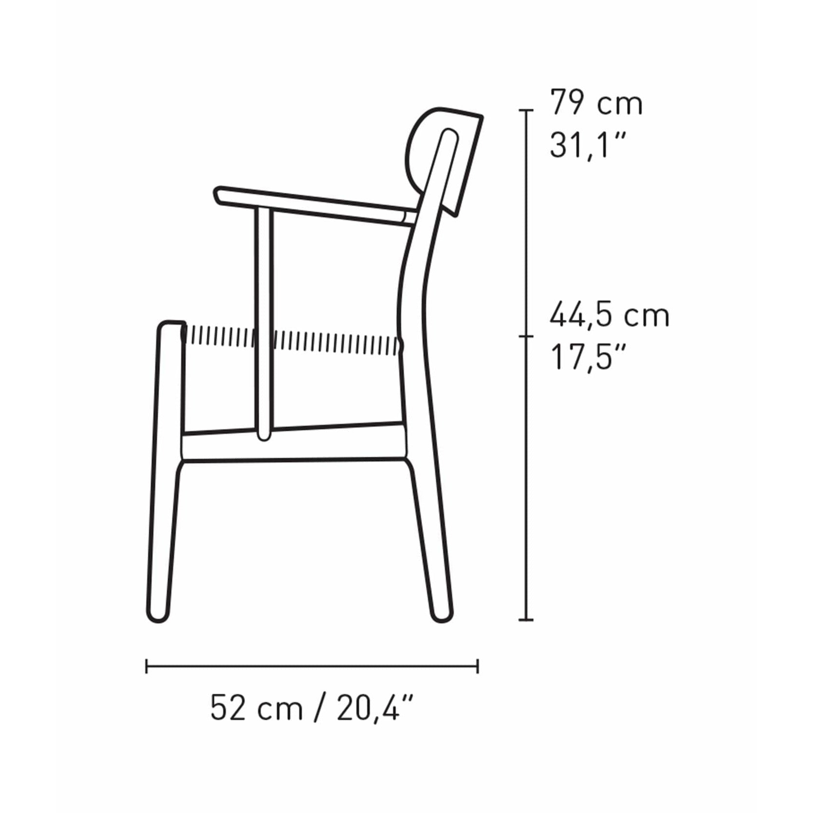 Carl Hansen Ch26 Chair Oak Smoke Colored Oil/Arm And Back: Oak/Cap: Oak, Natural Cord