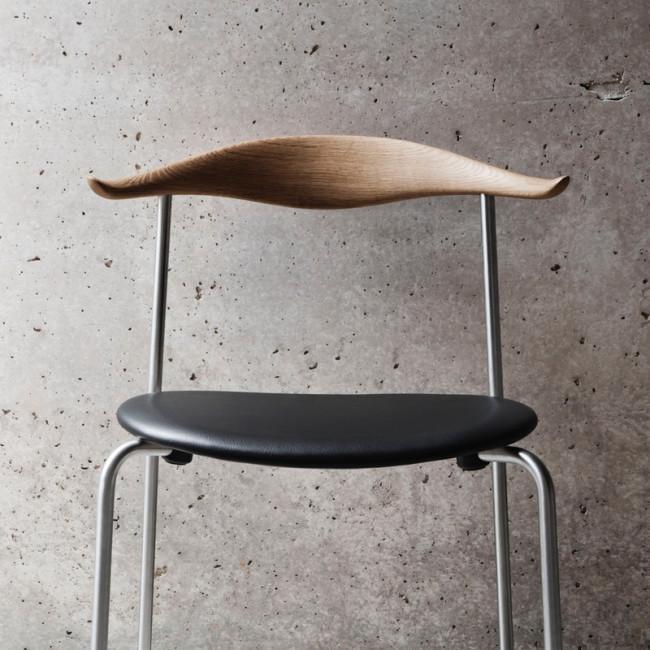 Carl Hansen Ch88 P Chair, Black Beech/Black Leather/Chromed