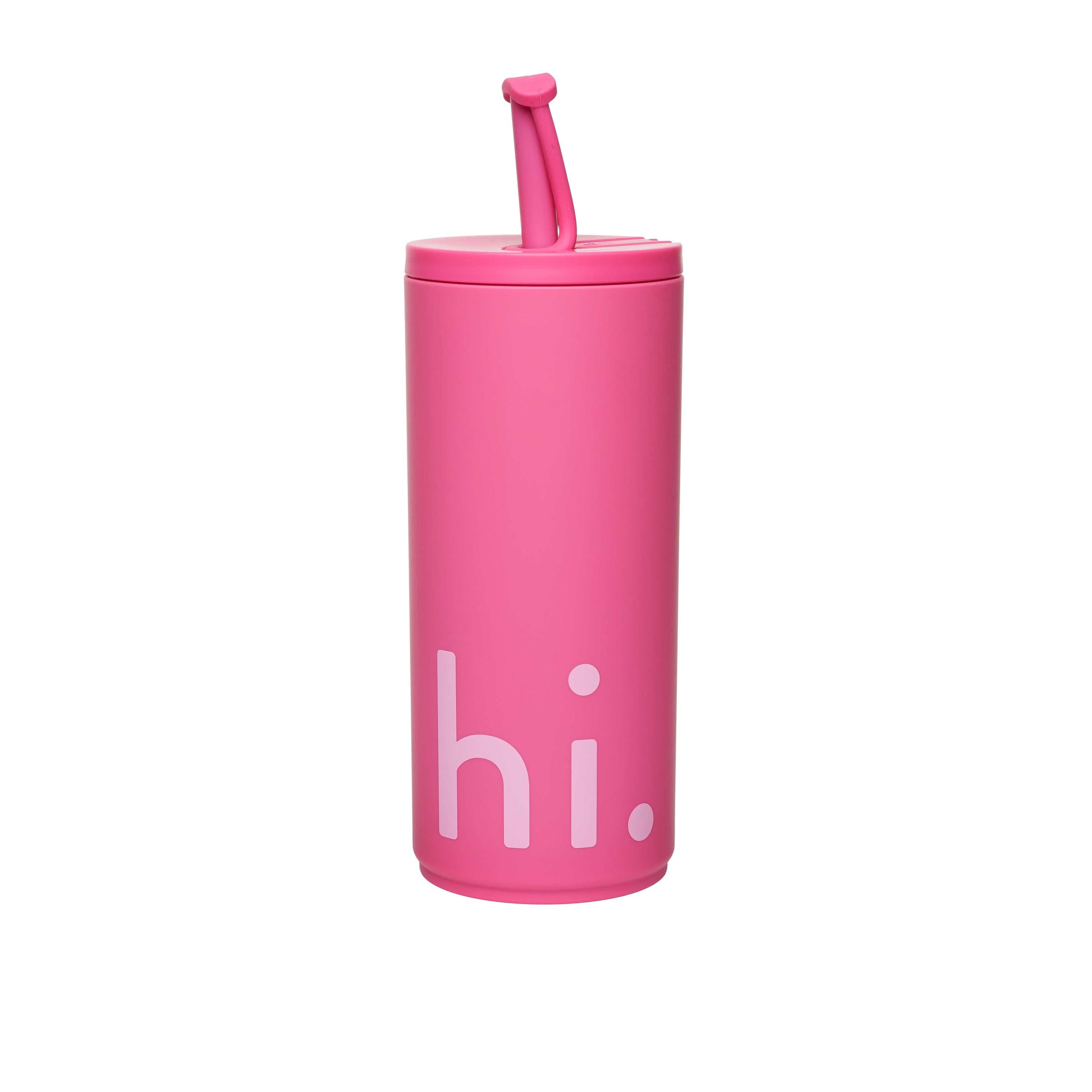 Design Letters Travel Straw Bottle 500 Ml, Cherry Pink