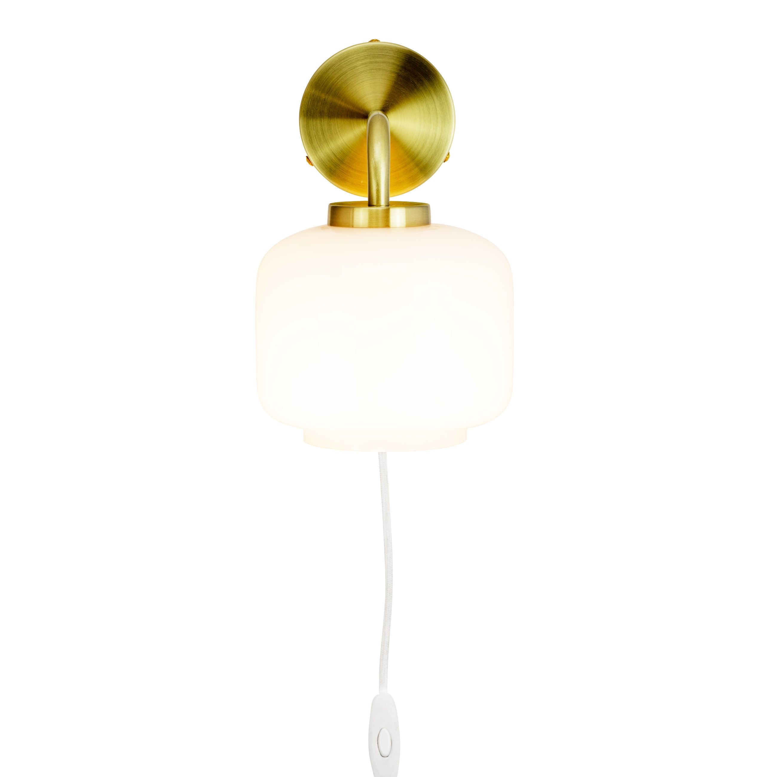 Dyberg Larsen Arp D15 Wall Lamp, Opal/Brass