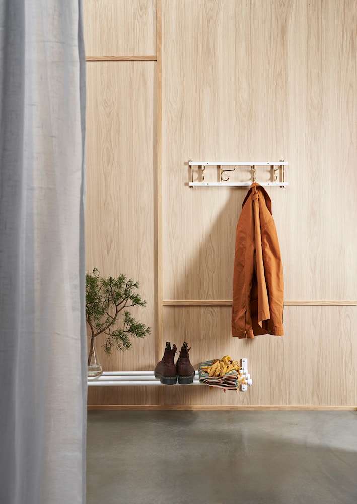 Essem Design Nostalgi Hat Shelf/Shoe Rack, Walnut/Aluminium