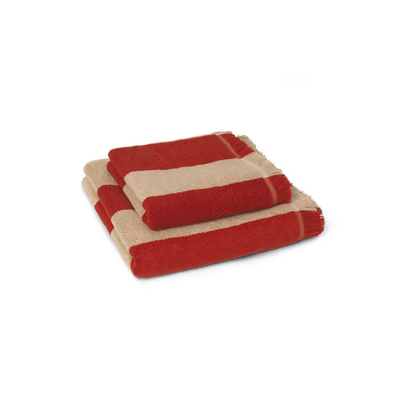 Ferm Living Alee Towel 50x100 Cm, Light Camel/Red