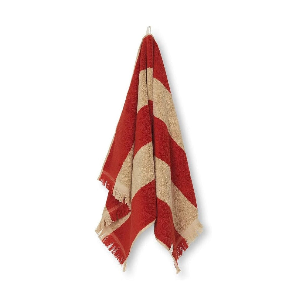 Ferm Living Alee Towel 50x100 Cm, Light Camel/Red