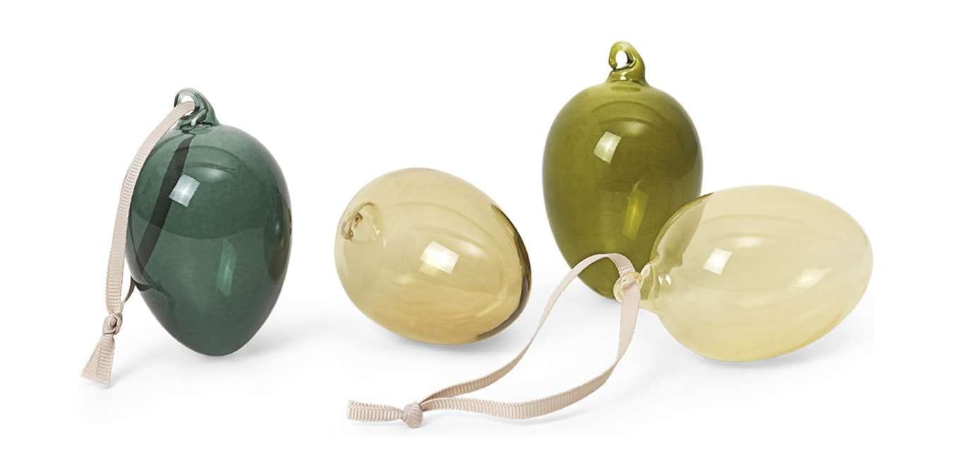 Ferm Living Glass Easter Eggs Set Of 4, Mixed Dark