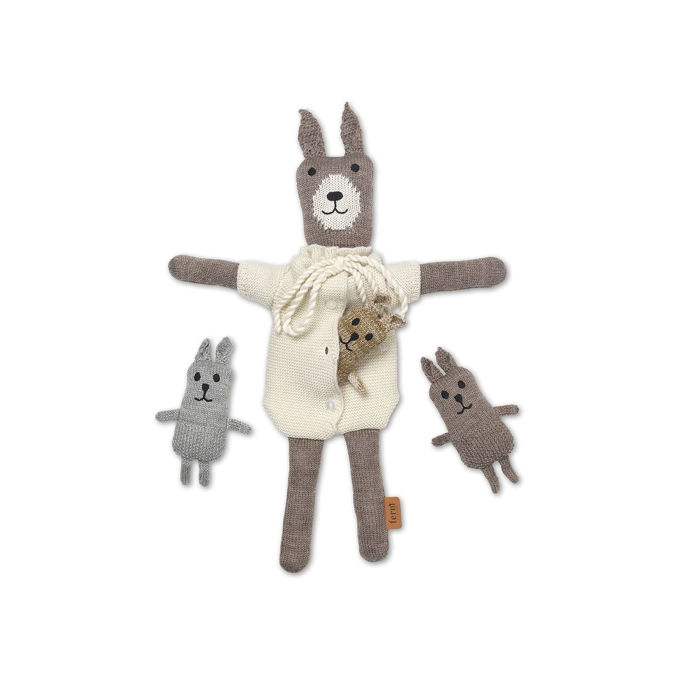 Ferm Living Lee Merino Rabbit Family, Sugar Kelp Melange/Off White