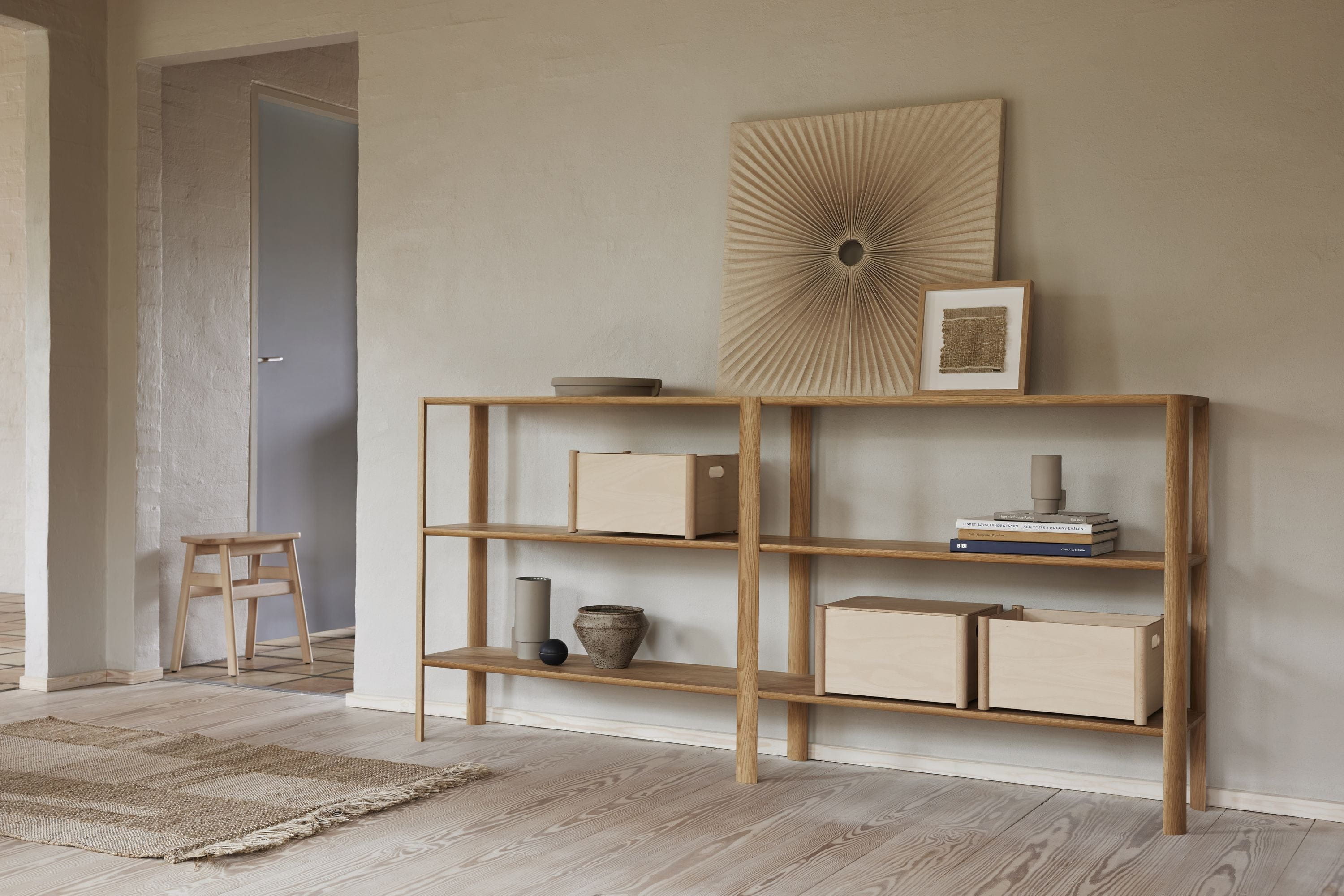 Form & Refine Leaf Shelf 1x3. White Oil Oak