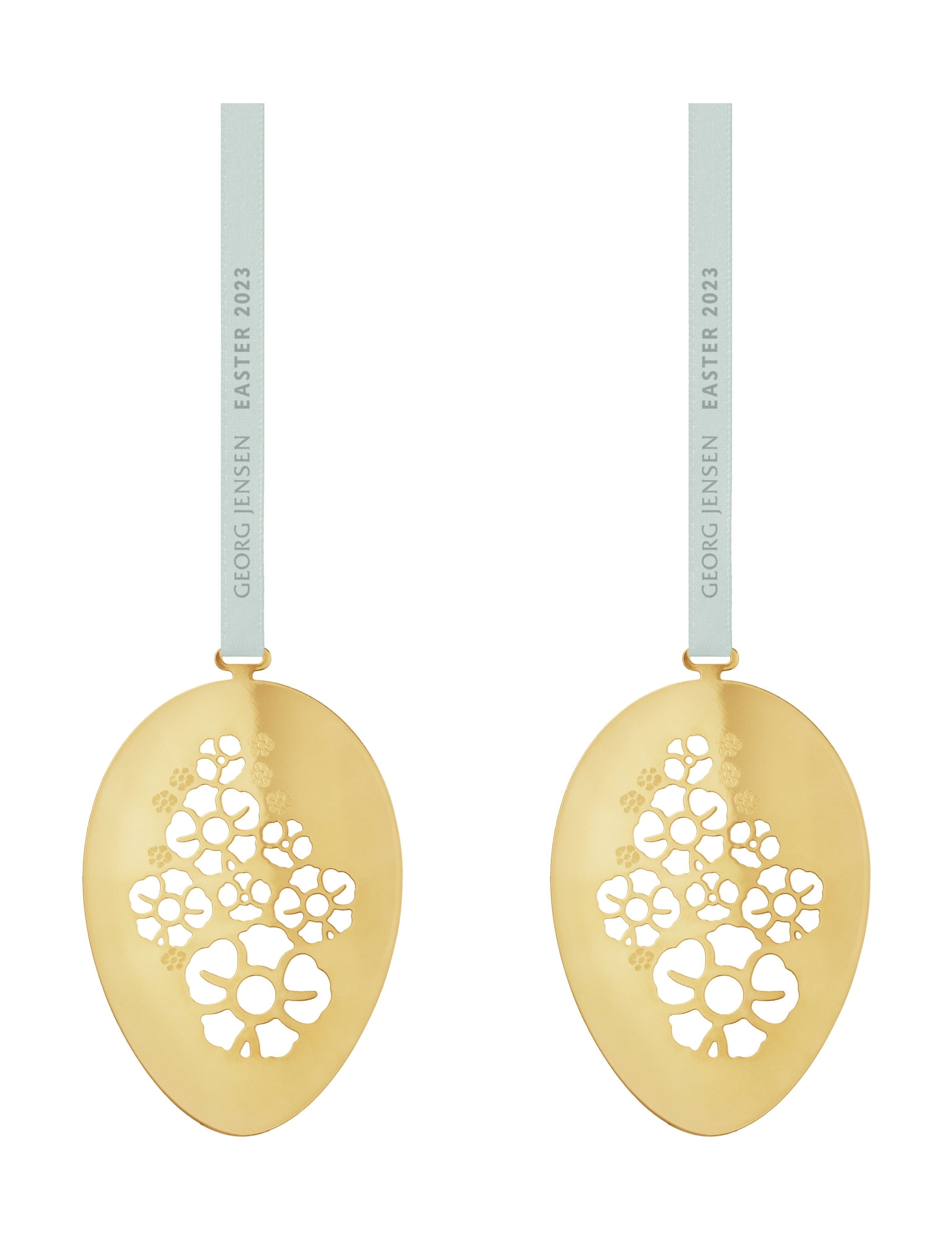 Georg Jensen 2023 Easter Eggshells Ornament Gold Set Of 2