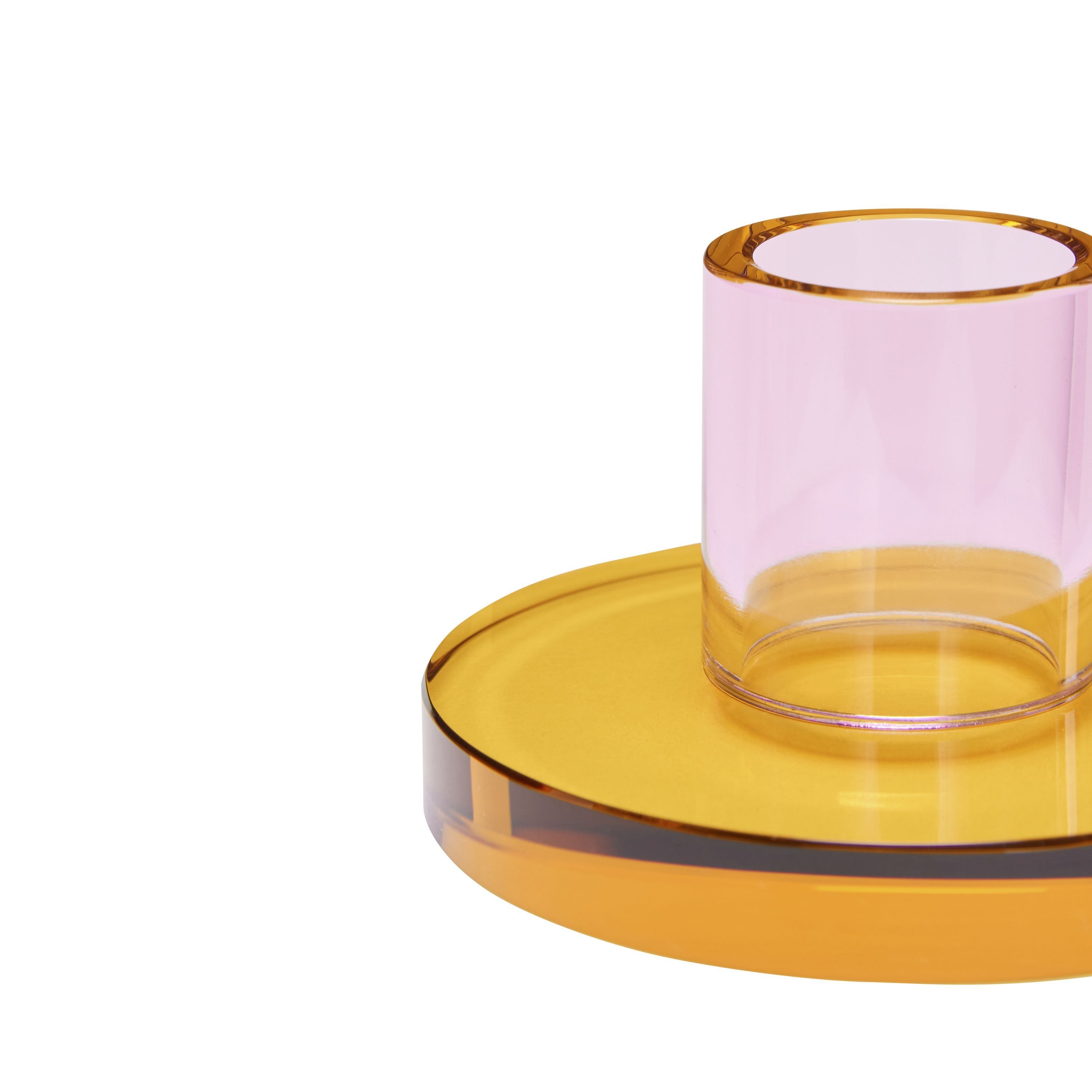 Hübsch Astra Candle Holder Small, Pink/Orange