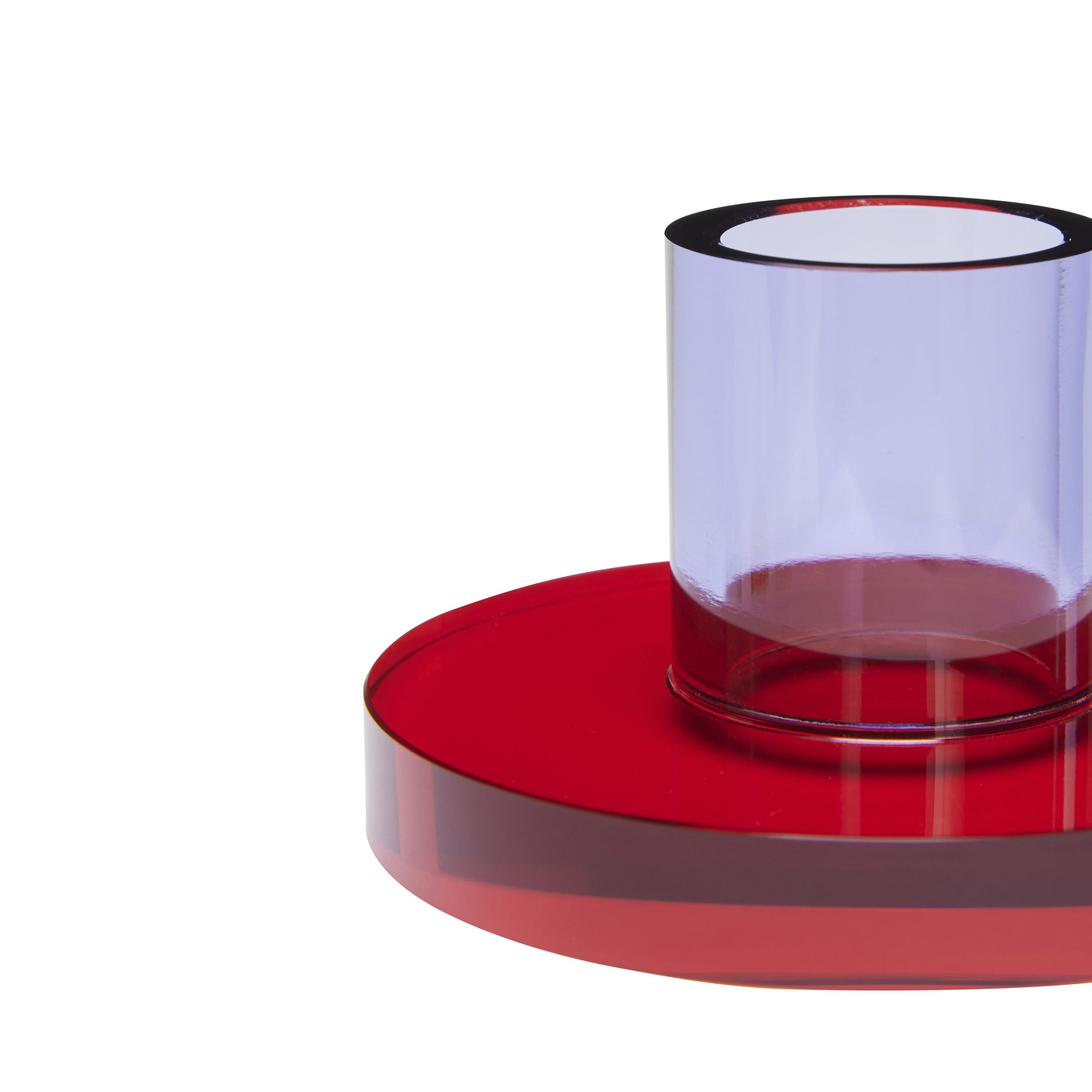 Hübsch Astra Candle Holder Small, Red/Violet