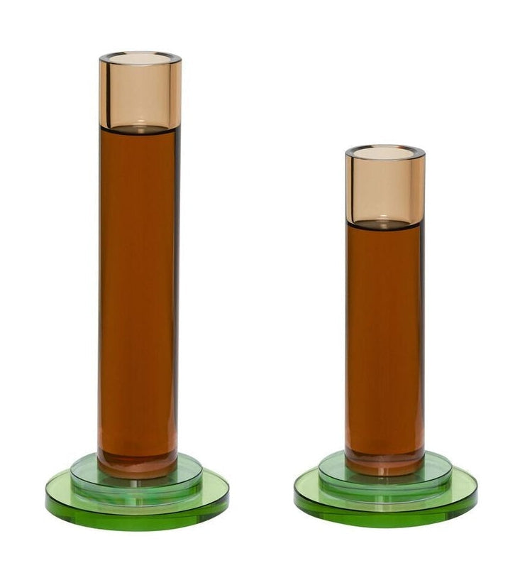 Hübsch Comet Candlestick Set Of 2, Amber