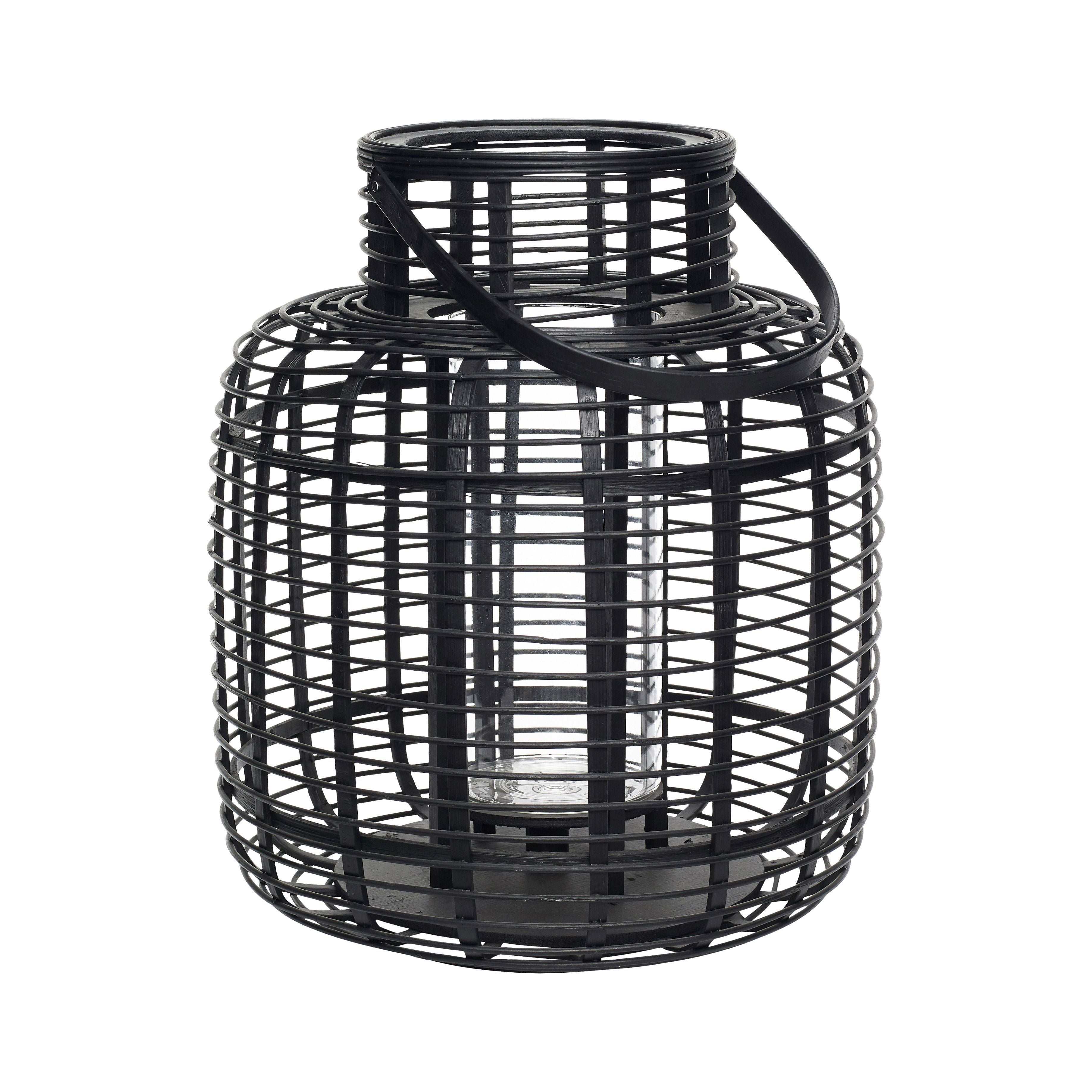 Hübsch Reservoir Lantern Bamboo Black Set Of 2