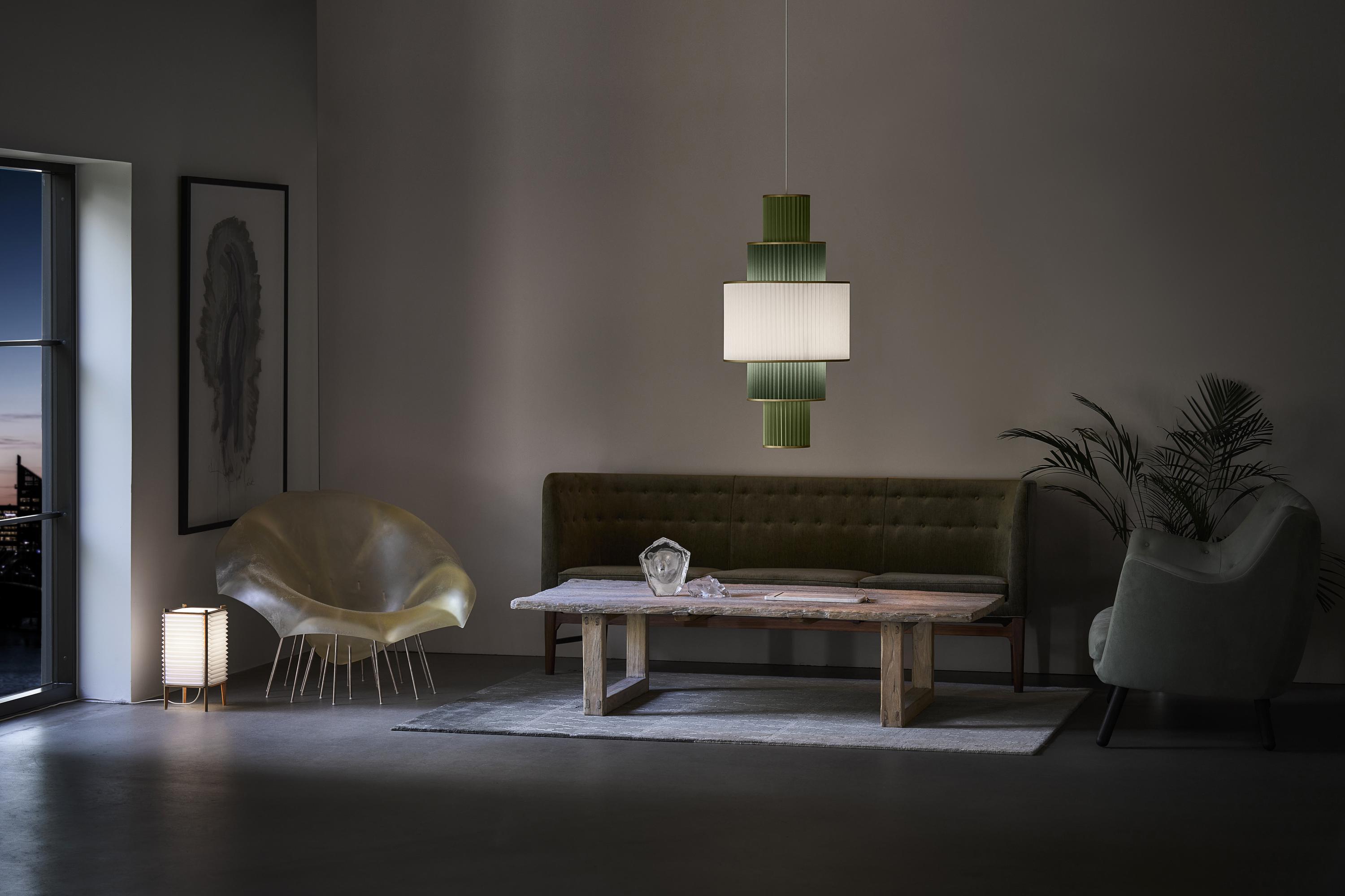 Le Klint Plivello Suspension Lamp Golden/White/Light Green With 5 Shades (S M L M S)