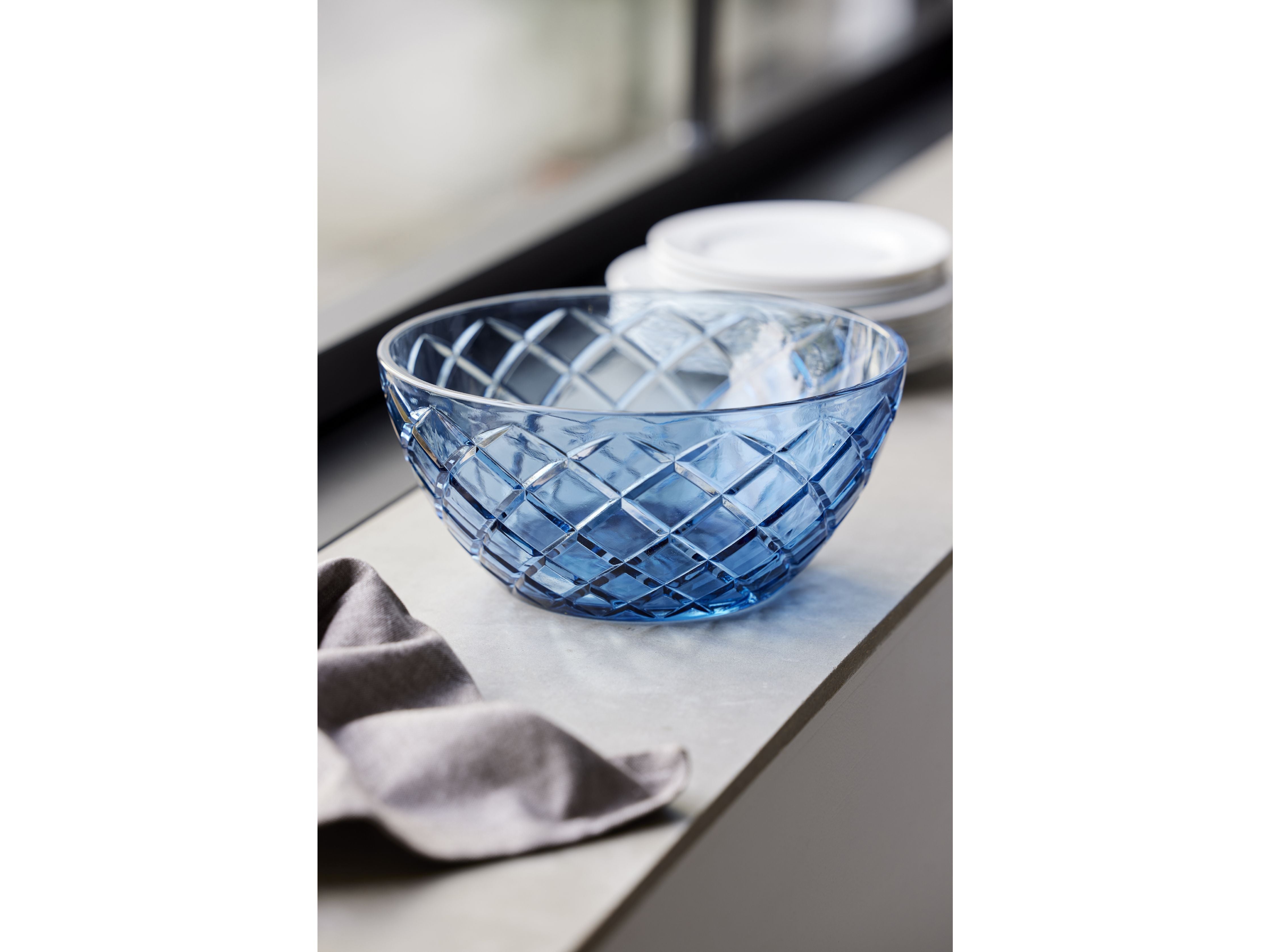 Lyngby Glas Sorrento Salad Bowl, Blue