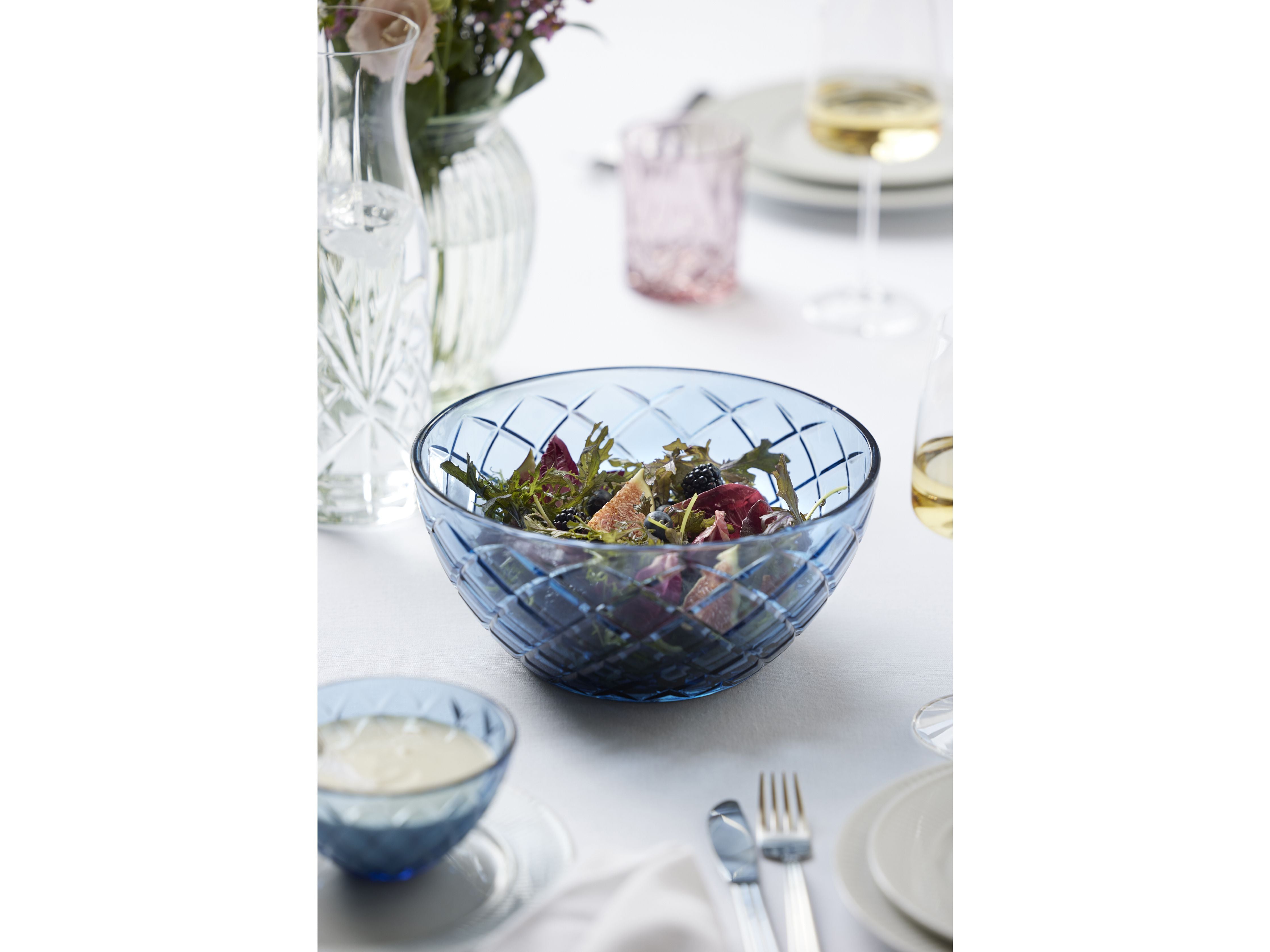 Lyngby Glas Sorrento Salad Bowl, Blue