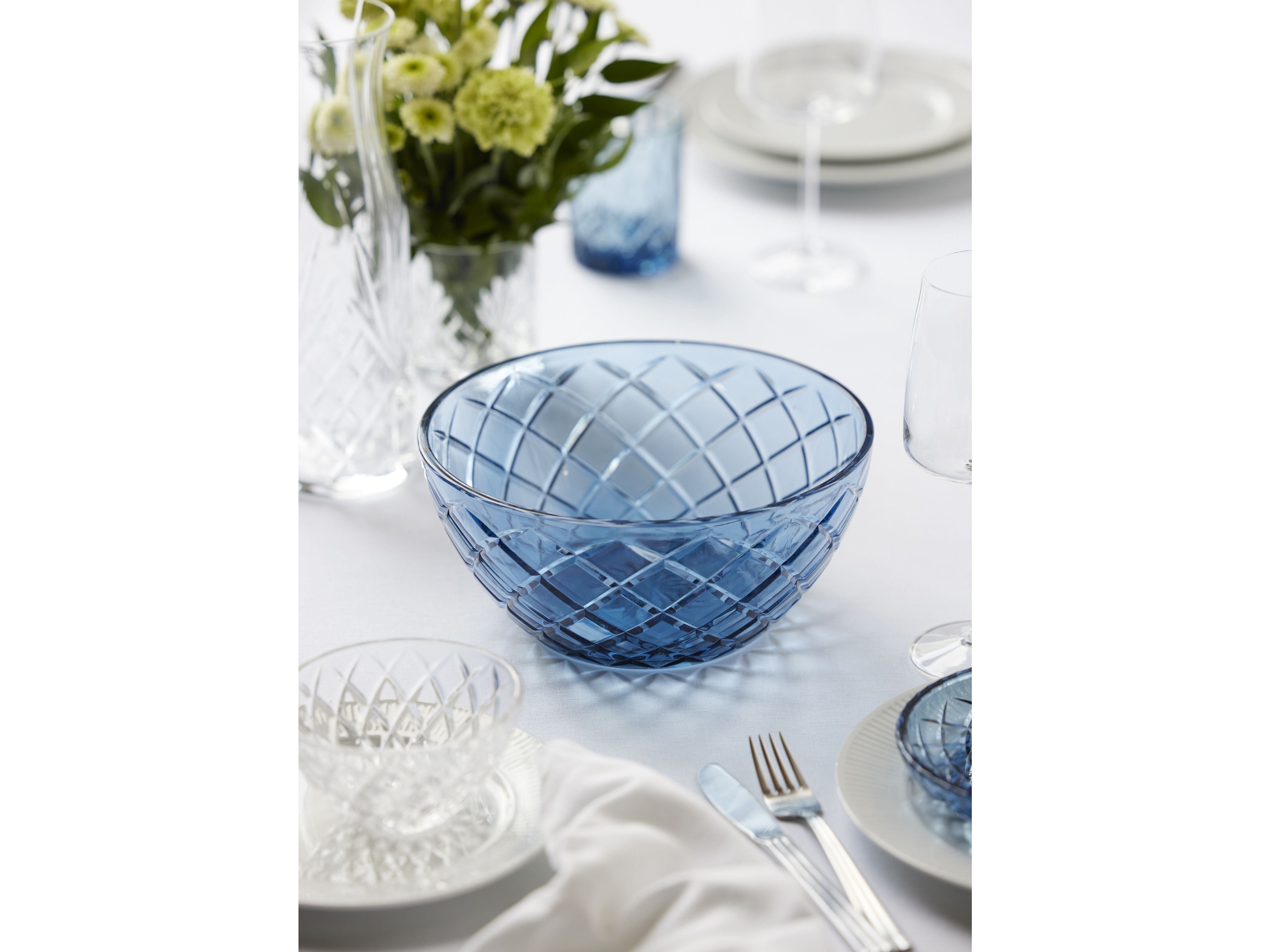 Lyngby Glas Sorrento Salad Bowl, Blue