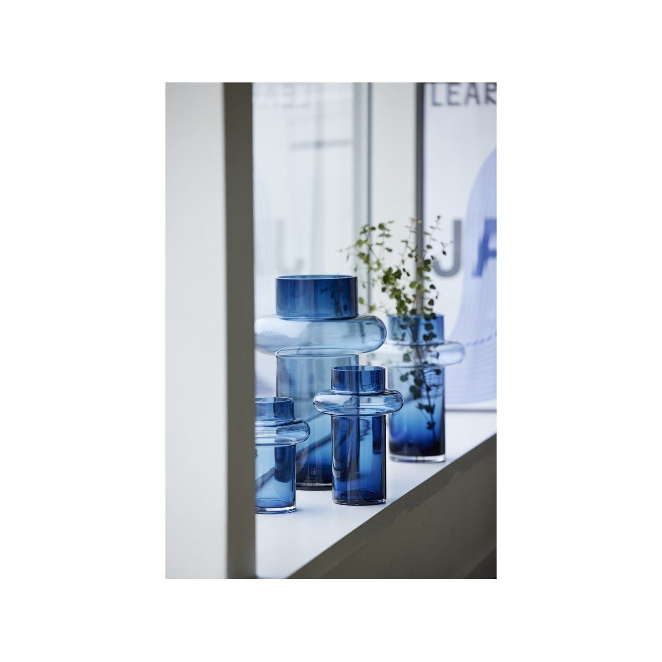 Lyngby Glas Tube Vase H: 20 Cm, Dark Blue