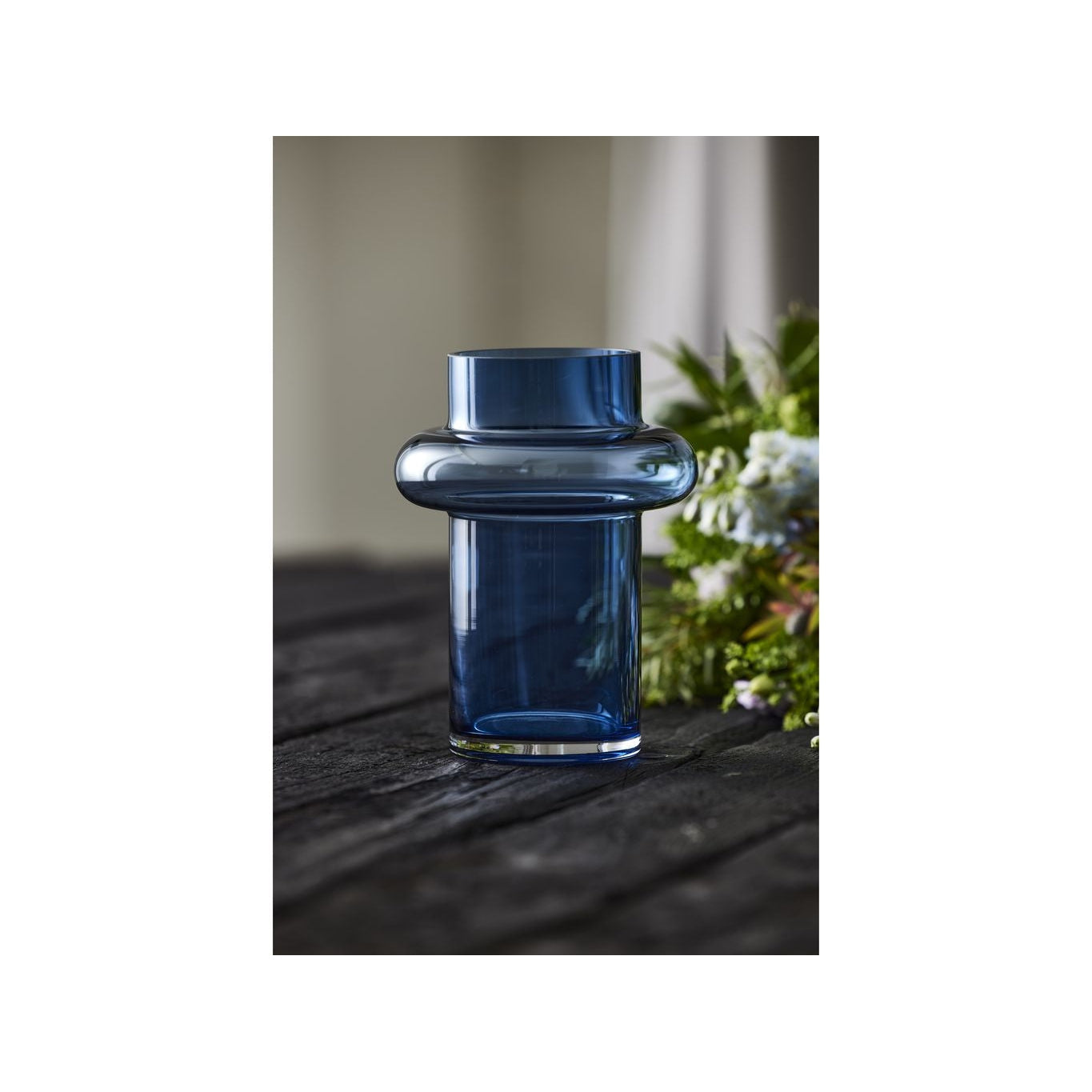 Lyngby Glas Tube Vase H: 20 Cm, Dark Blue