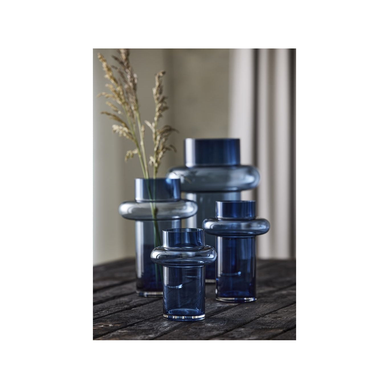 Lyngby Glas Tube Vase H: 20 Cm, Dark Blue