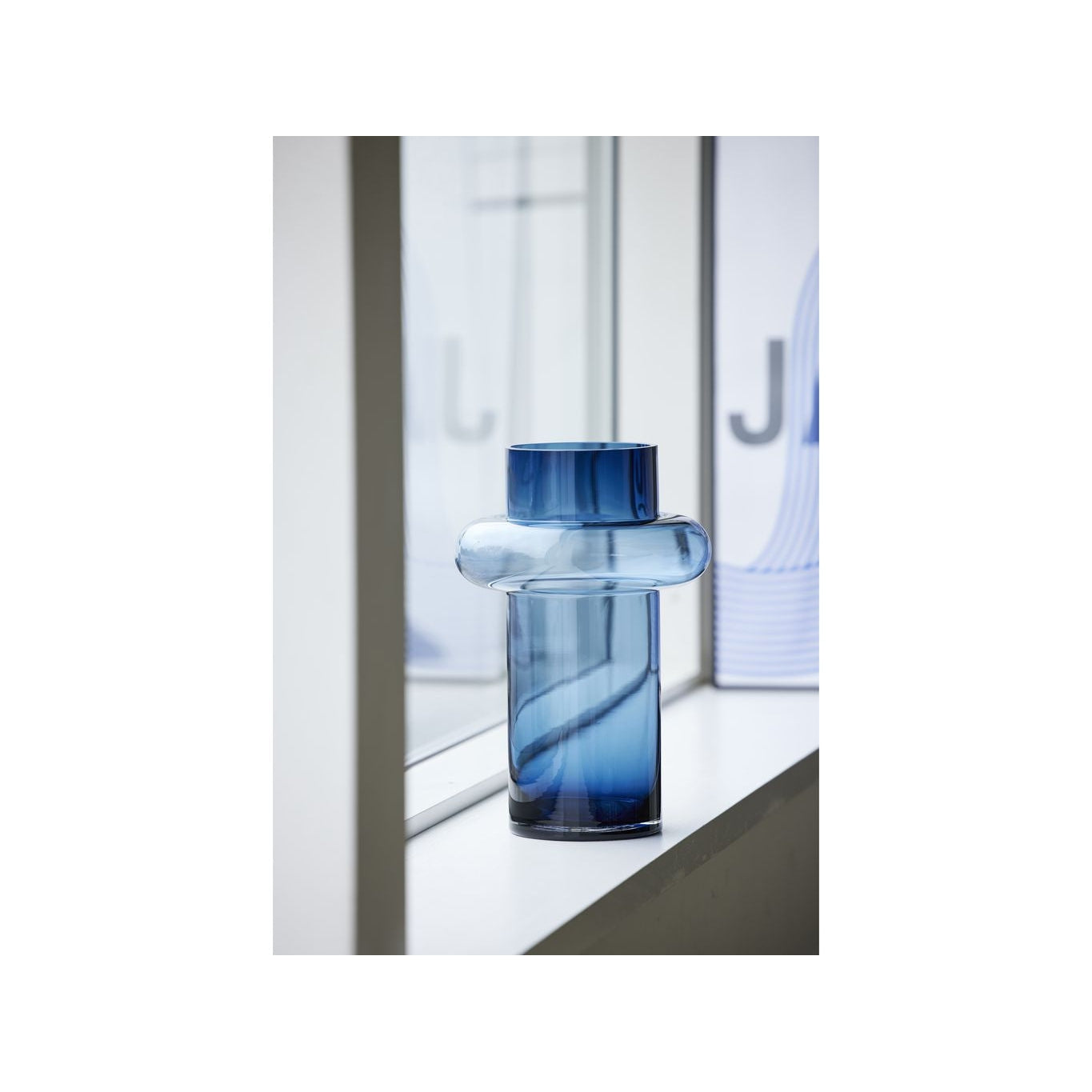 Lyngby Glas Tube Vase H: 25 Cm, Dark Blue