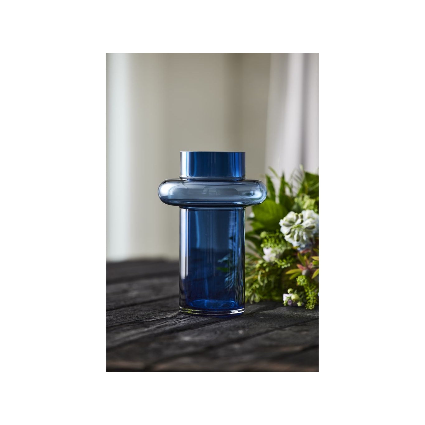 Lyngby Glas Tube Vase H: 25 Cm, Dark Blue