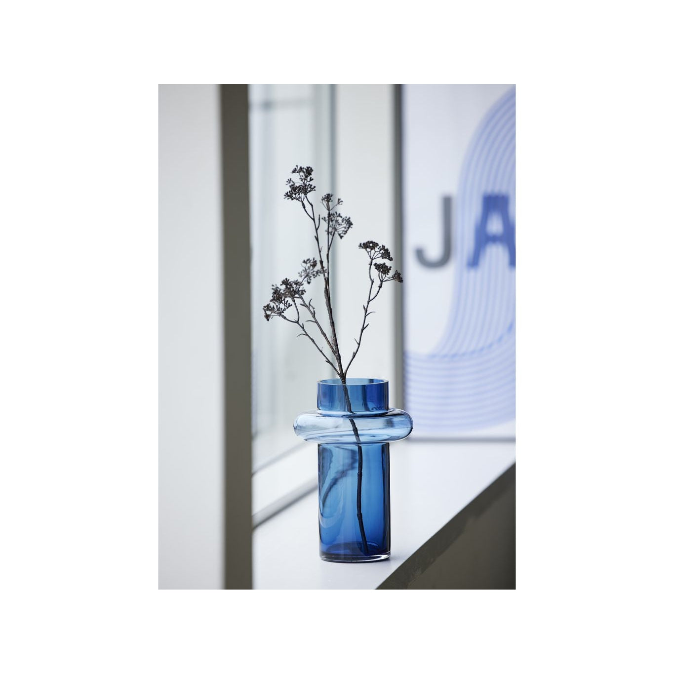 Lyngby Glas Tube Vase H: 25 Cm, Dark Blue