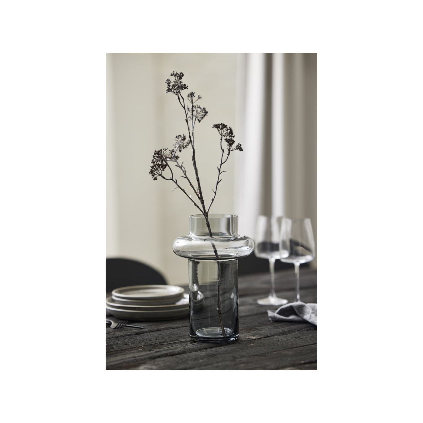 Lyngby Glas Tube Vase H: 25 Cm, Smoke