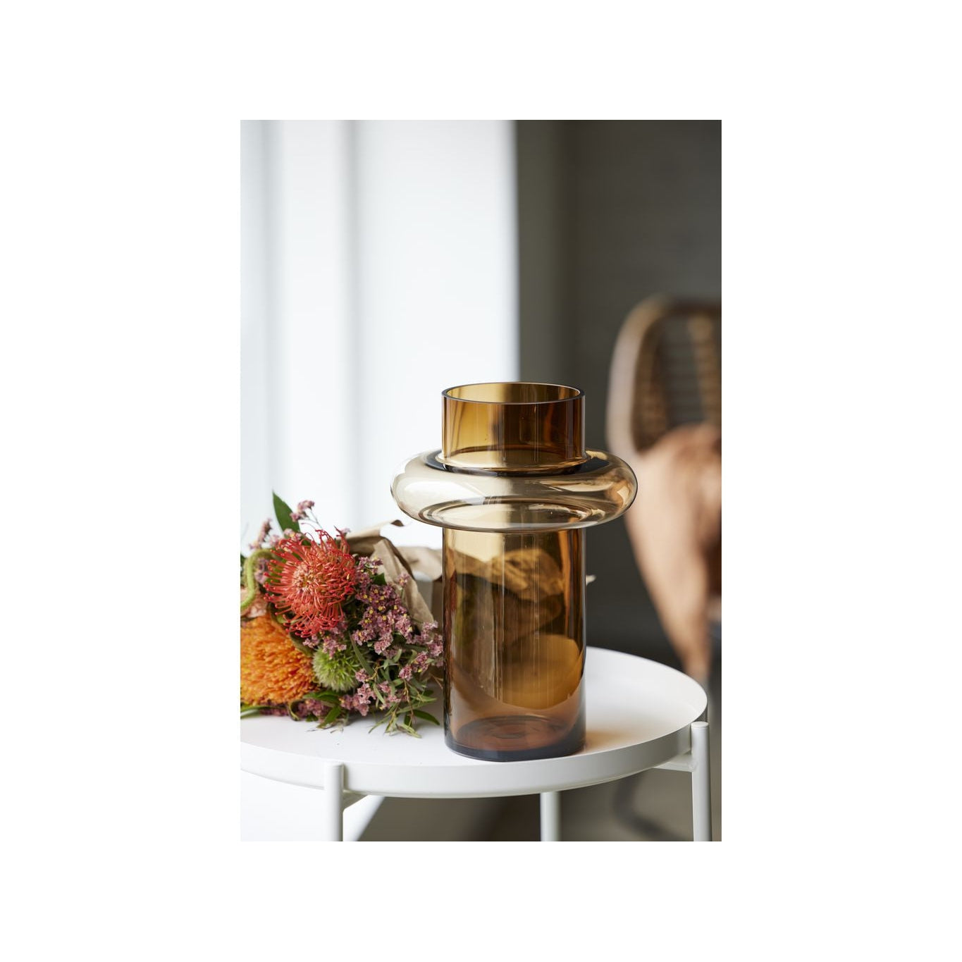 Lyngby Glas Tube Vase H: 30 Cm, Amber